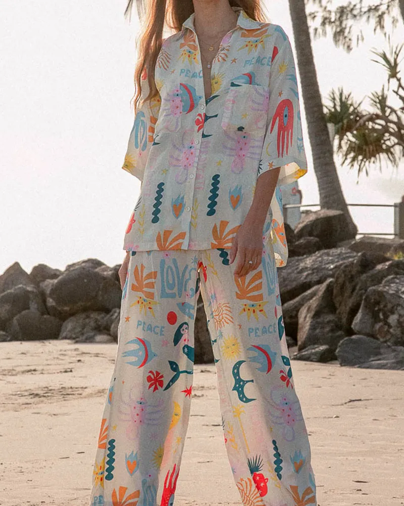 Abstract Graffiti Casual Two-Piece Set