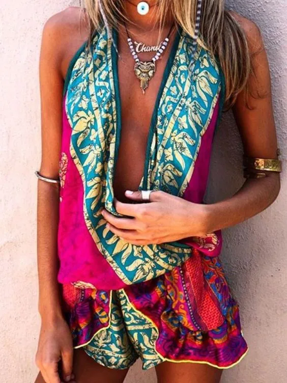 Bohemian Vacation Printed Outfits 832c