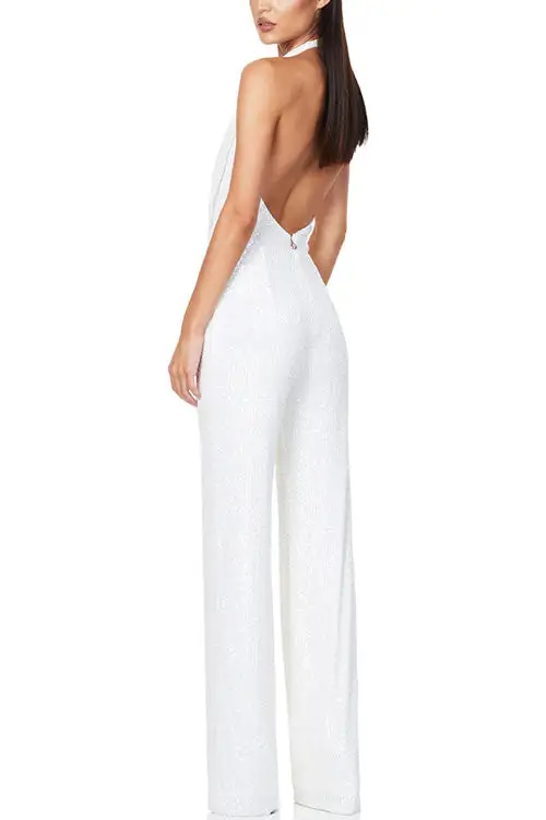 Fashion Chic Sequins Sleeveless Backless Slim Jumpsuit