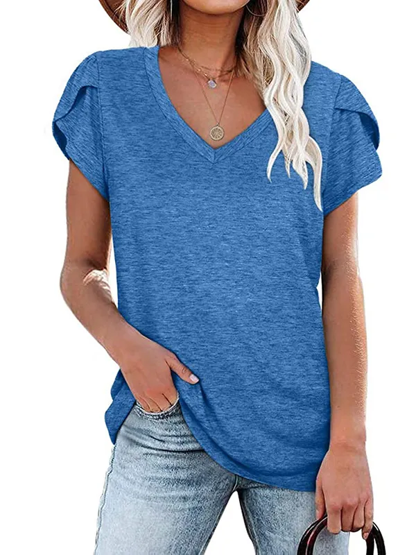 8 Colors Casual Solid Color Short Sleeves T-Shirt Top