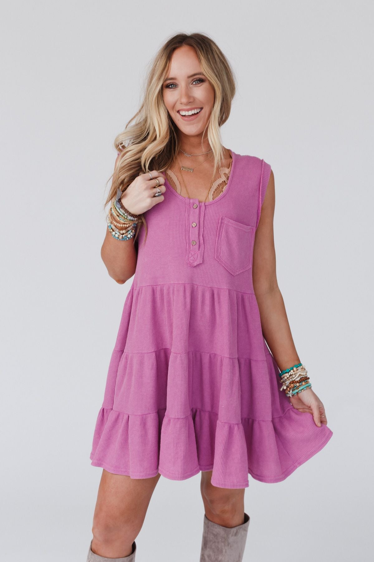 Hudson Tiered Ruffle Dress - Pink