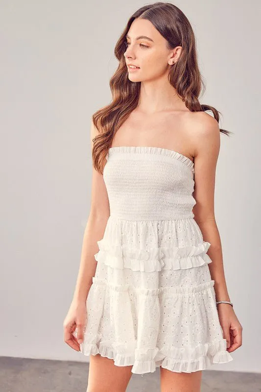 Sinead Strapless Mini Dress - White