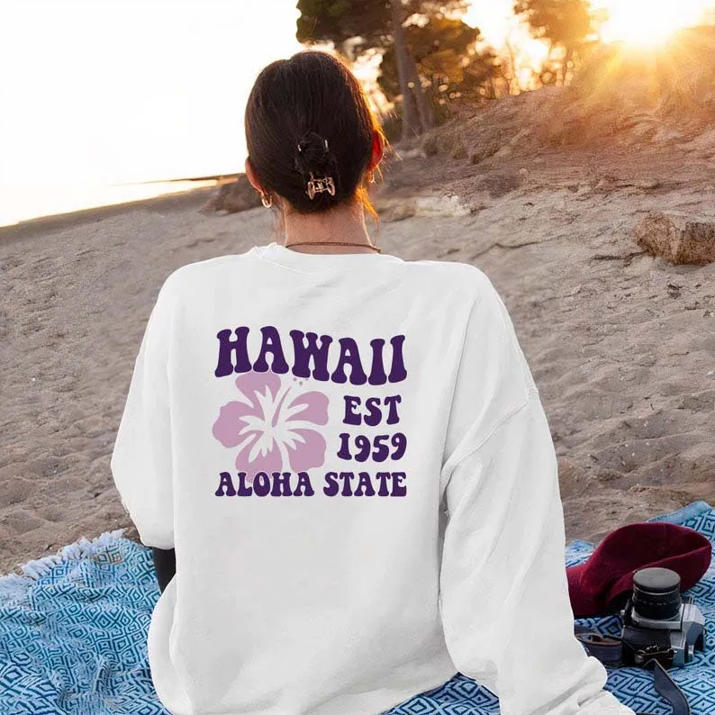 Women's Hawaii Aloha State Casual Crewneck Sweatshirt