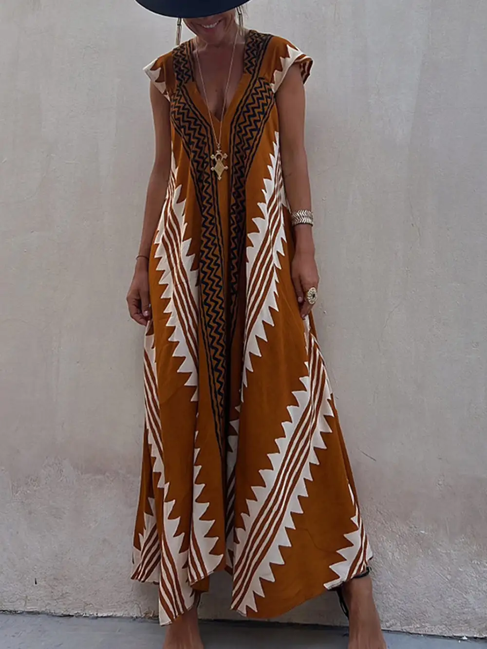 Shannon Bohemian Aztec Print Maxi Dress