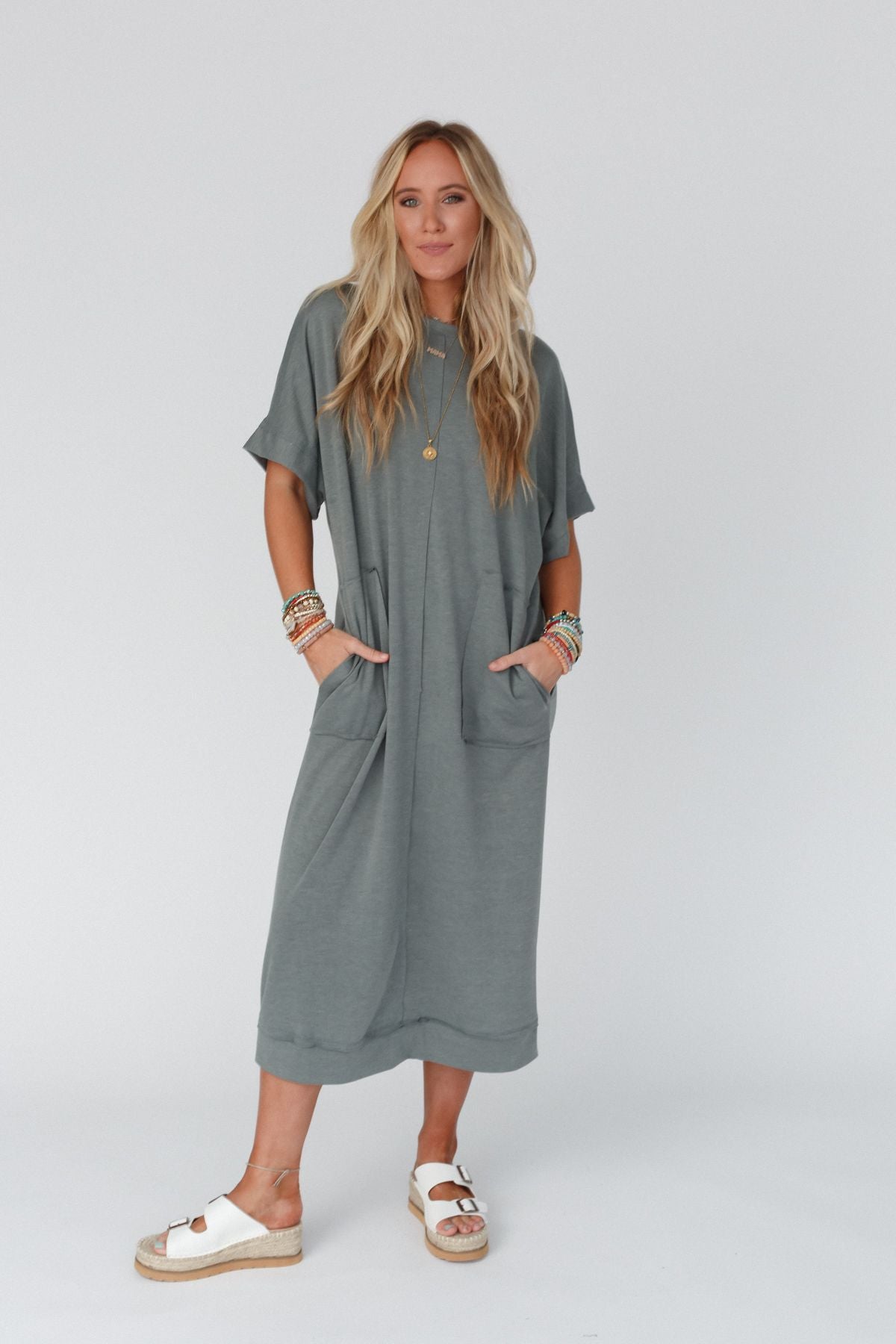 Laurel Short Sleeve Maxi Dress - Olive