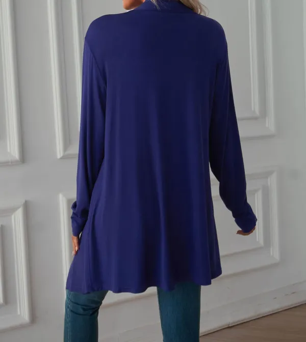 Casual Solid Color Long-sleeved Cardigan