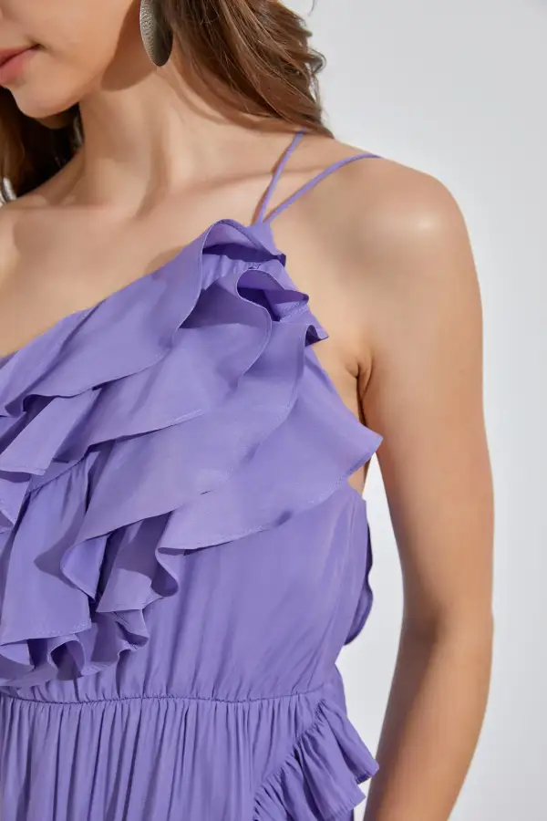 Fiorda One Shoulder Midi Dress - Lilac
