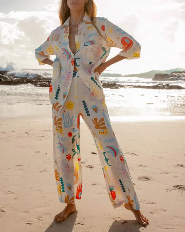 Abstract Graffiti Casual Two-Piece Set